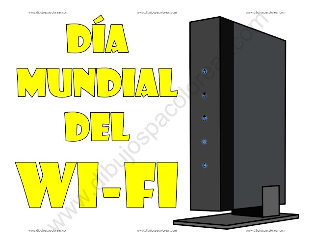 Día mundial del Wi-Fi dibujo a color y para colorear